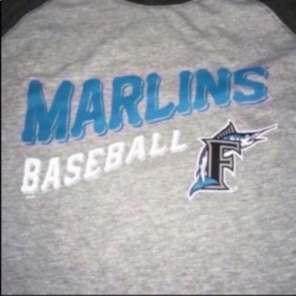 MLB Miami Marlins 3/4 Sleeve Baseball Tee - Picture 3 of 5